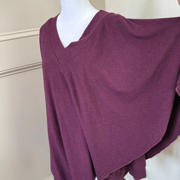 Soft Surroundings Madison Cape Tunic Women’s Size L Wine Asymmetrical Hem Top - Picture 3 of 7